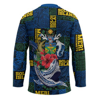 Solomon Islands Meri Kirihimete Hockey Jersey Funny Santa Riding Shark - Polynesian Pride