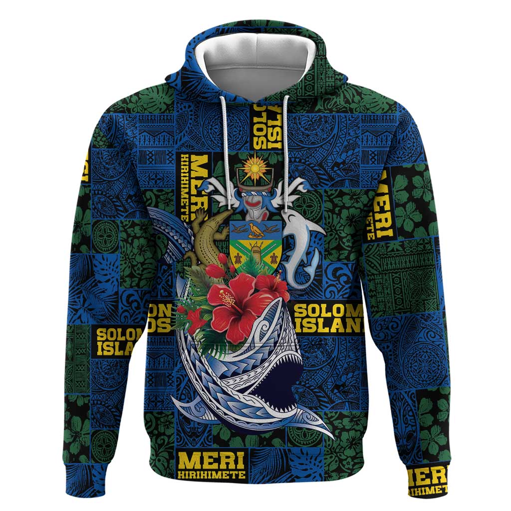 Solomon Islands Meri Kirihimete Hoodie Funny Santa Riding Shark - Polynesian Pride