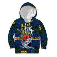 Solomon Islands Meri Kirihimete Kid Hoodie Funny Santa Riding Shark - Polynesian Pride