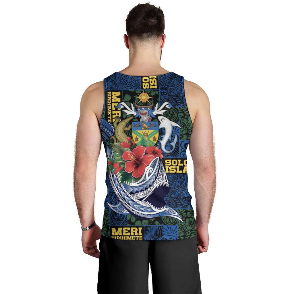 Solomon Islands Meri Kirihimete Men Tank Top Funny Santa Riding Shark - Polynesian Pride