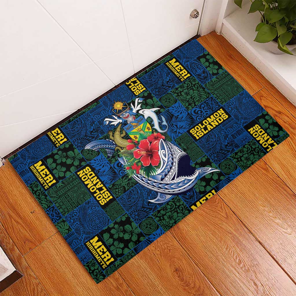 Solomon Islands Meri Kirihimete Rubber Doormat Funny Santa Riding Shark LT9 - Polynesian Pride