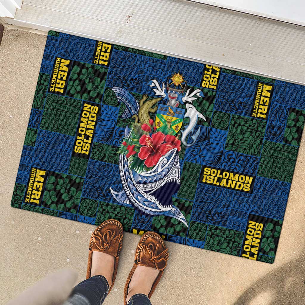 Solomon Islands Meri Kirihimete Rubber Doormat Funny Santa Riding Shark LT9 - Polynesian Pride