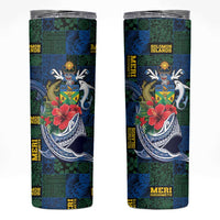 Solomon Islands Meri Kirihimete Skinny Tumbler Funny Santa Riding Shark - Polynesian Pride