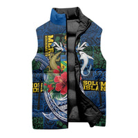 Solomon Islands Meri Kirihimete Sleeveless Puffer Jacket Funny Santa Riding Shark LT9 - Polynesian Pride