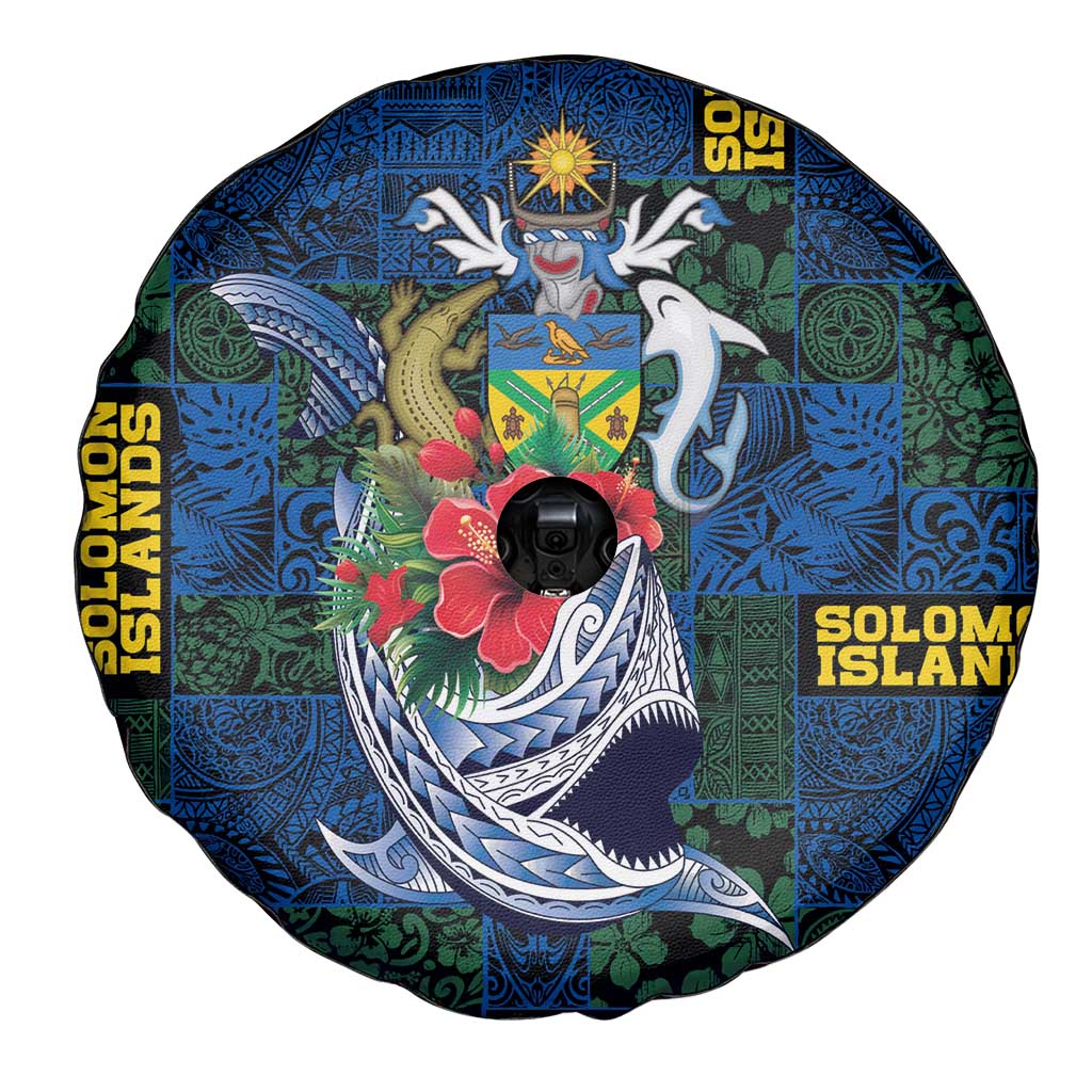 Solomon Islands Meri Kirihimete Spare Tire Cover Funny Santa Riding Shark - Polynesian Pride