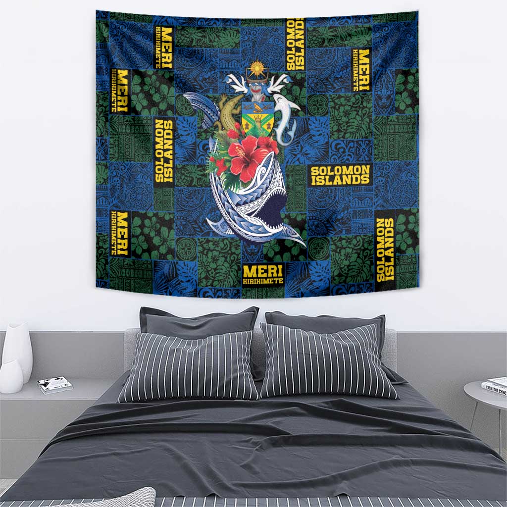 Solomon Islands Meri Kirihimete Tapestry Funny Santa Riding Shark LT9 - Polynesian Pride