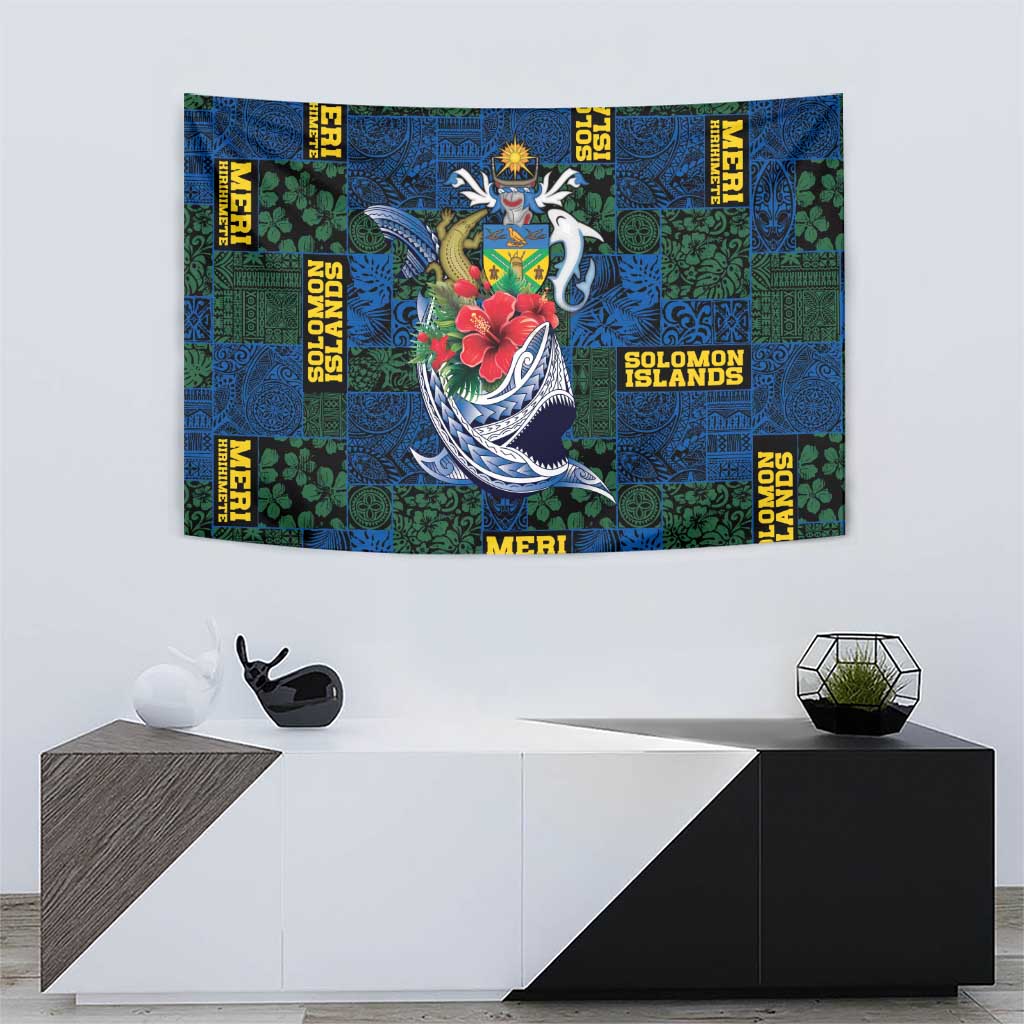 Solomon Islands Meri Kirihimete Tapestry Funny Santa Riding Shark LT9 - Polynesian Pride