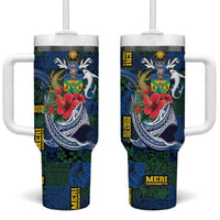 Solomon Islands Meri Kirihimete Tumbler With Handle Funny Santa Riding Shark - Polynesian Pride