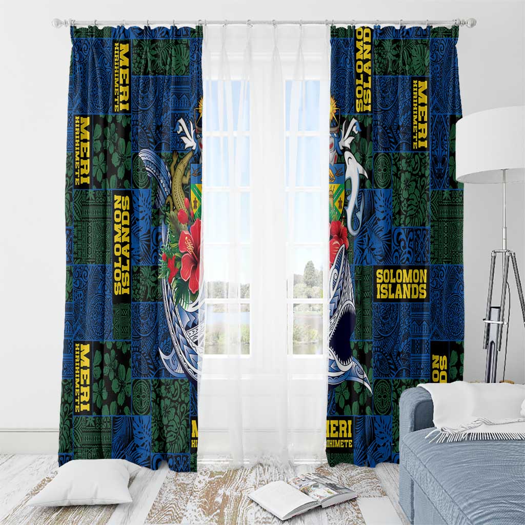 Solomon Islands Meri Kirihimete Window Curtain Funny Santa Riding Shark - Polynesian Pride
