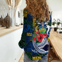 Solomon Islands Meri Kirihimete Women Casual Shirt Funny Santa Riding Shark LT9 - Polynesian Pride