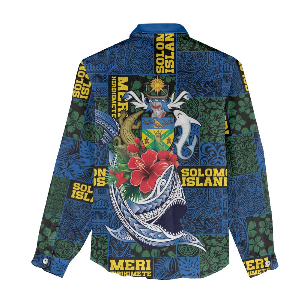 Solomon Islands Meri Kirihimete Women Casual Shirt Funny Santa Riding Shark LT9 - Polynesian Pride