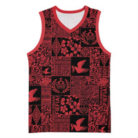 Black Tonga Kilisimasi Fiefia Basketball Jersey Pacific Patchwork Xmas Vibes - Polynesian Pride