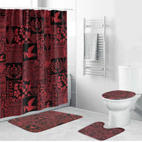 Black Tonga Kilisimasi Fiefia Bathroom Set Pacific Patchwork Xmas Vibes - Polynesian Pride