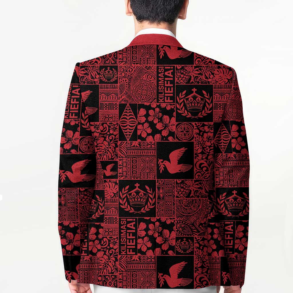 Black Tonga Kilisimasi Fiefia Blazer Pacific Patchwork Xmas Vibes - Polynesian Pride