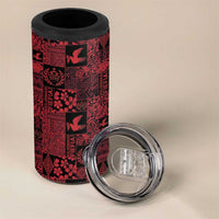 Black Tonga Kilisimasi Fiefia 4 in 1 Can Cooler Tumbler Pacific Patchwork Xmas Vibes - Polynesian Pride