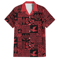 Black Tonga Kilisimasi Fiefia Family Matching Off Shoulder Short Dress and Hawaiian Shirt Pacific Patchwork Xmas Vibes - Polynesian Pride