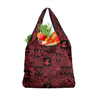 Black Tonga Kilisimasi Fiefia Grocery Bag Pacific Patchwork Xmas Vibes - Polynesian Pride