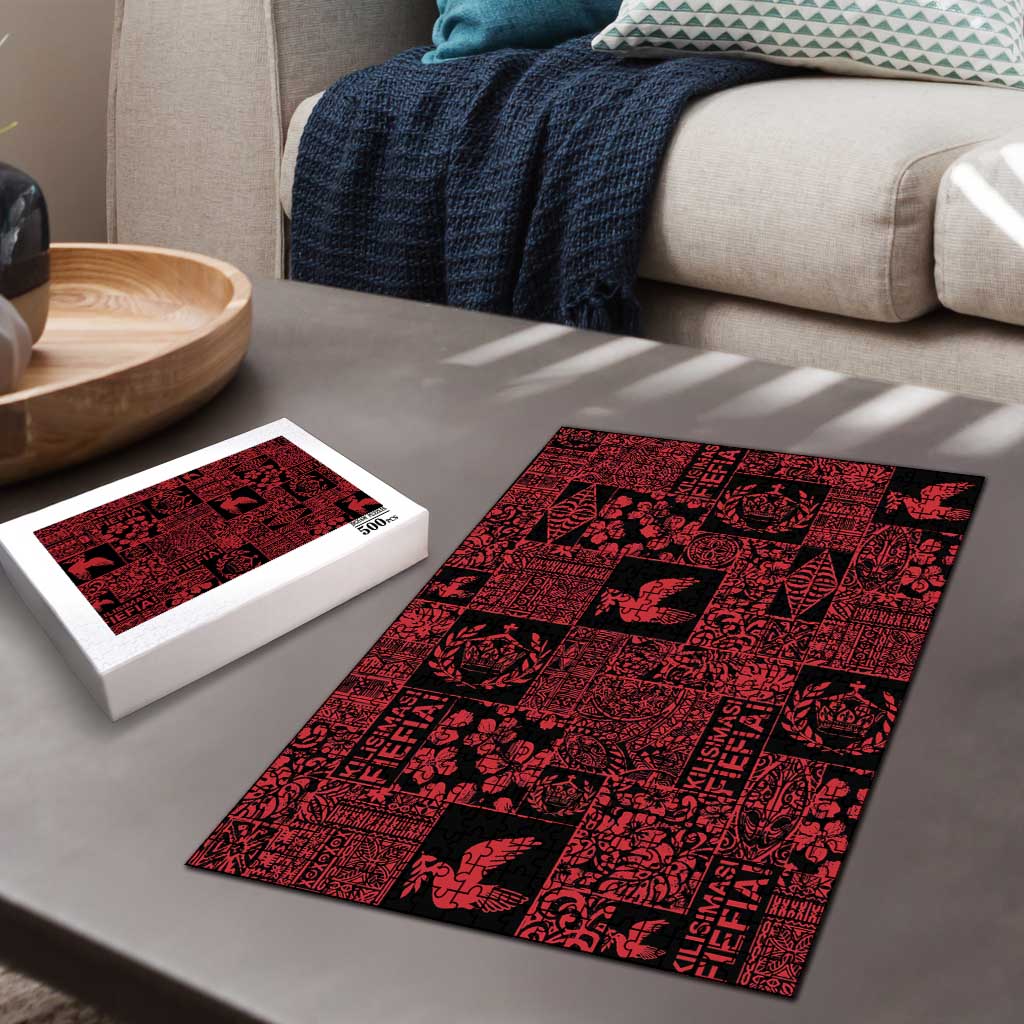 Black Tonga Kilisimasi Fiefia Puzzle Pacific Patchwork Xmas Vibes - Polynesian Pride