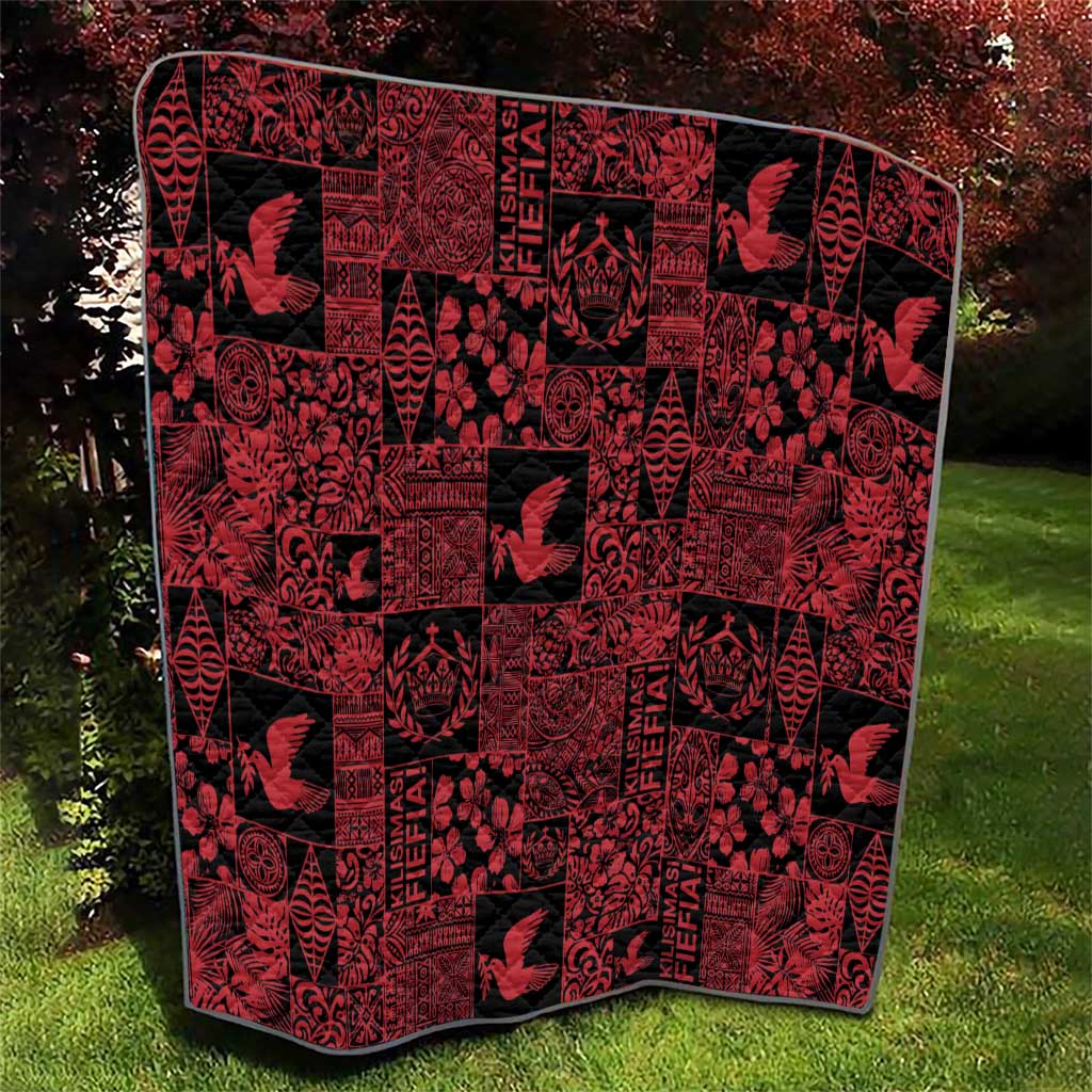 Black Tonga Kilisimasi Fiefia Quilt Pacific Patchwork Xmas Vibes - Polynesian Pride