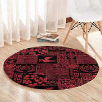 Black Tonga Kilisimasi Fiefia Round Carpet Pacific Patchwork Xmas Vibes - Polynesian Pride