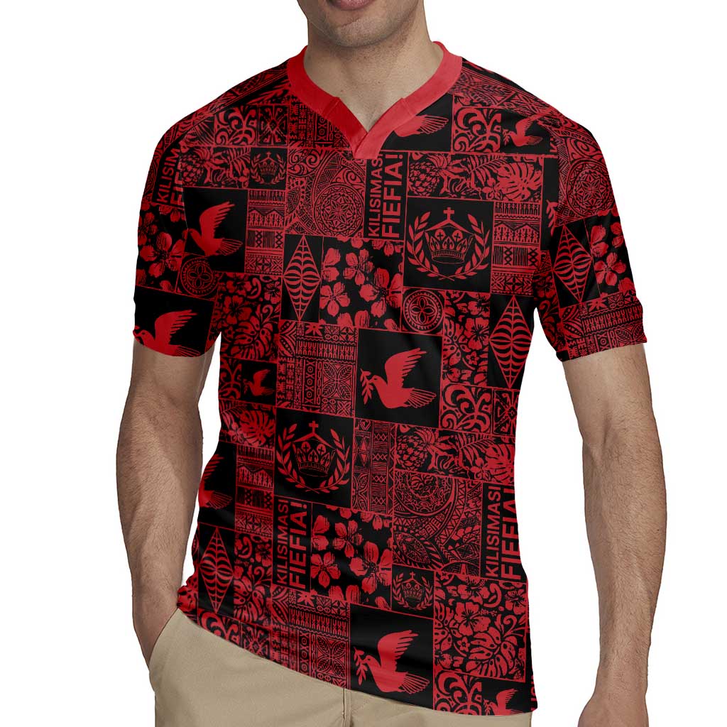 Black Tonga Kilisimasi Fiefia Rugby Jersey Pacific Patchwork Xmas Vibes - Polynesian Pride