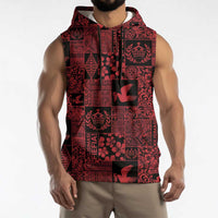 Black Tonga Kilisimasi Fiefia Sleeveless Hoodie Pacific Patchwork Xmas Vibes - Polynesian Pride