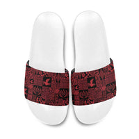 Black Tonga Kilisimasi Fiefia Slide Sandals Pacific Patchwork Xmas Vibes - Polynesian Pride