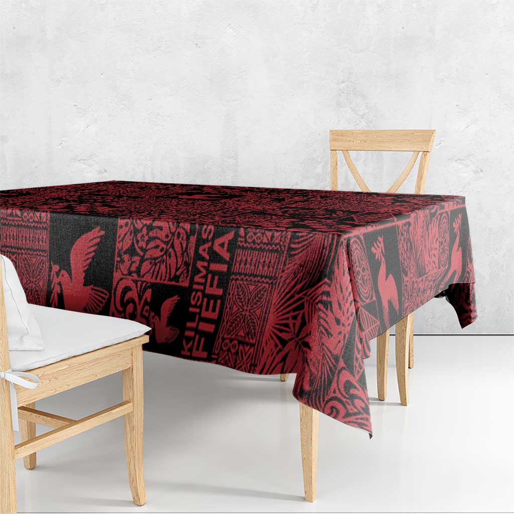 Black Tonga Kilisimasi Fiefia Tablecloth Pacific Patchwork Xmas Vibes - Polynesian Pride