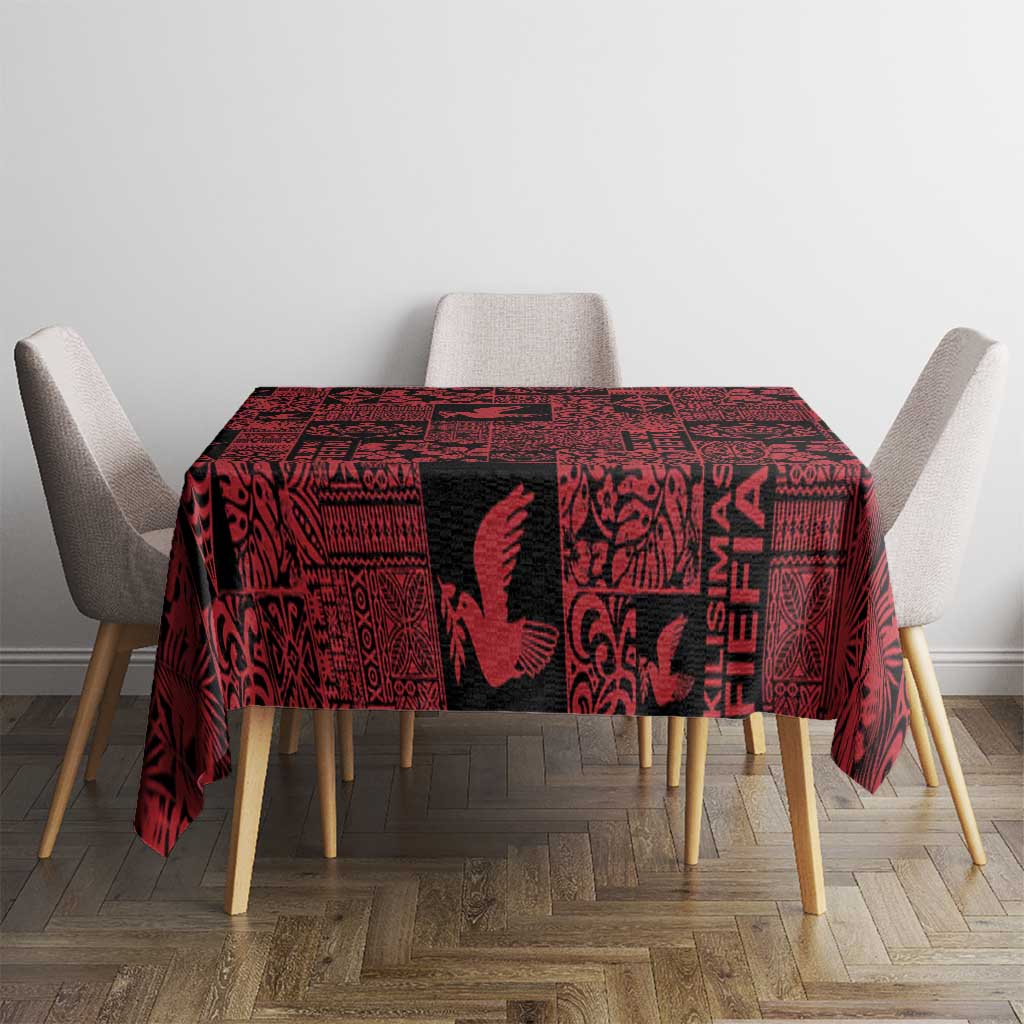 Black Tonga Kilisimasi Fiefia Tablecloth Pacific Patchwork Xmas Vibes - Polynesian Pride