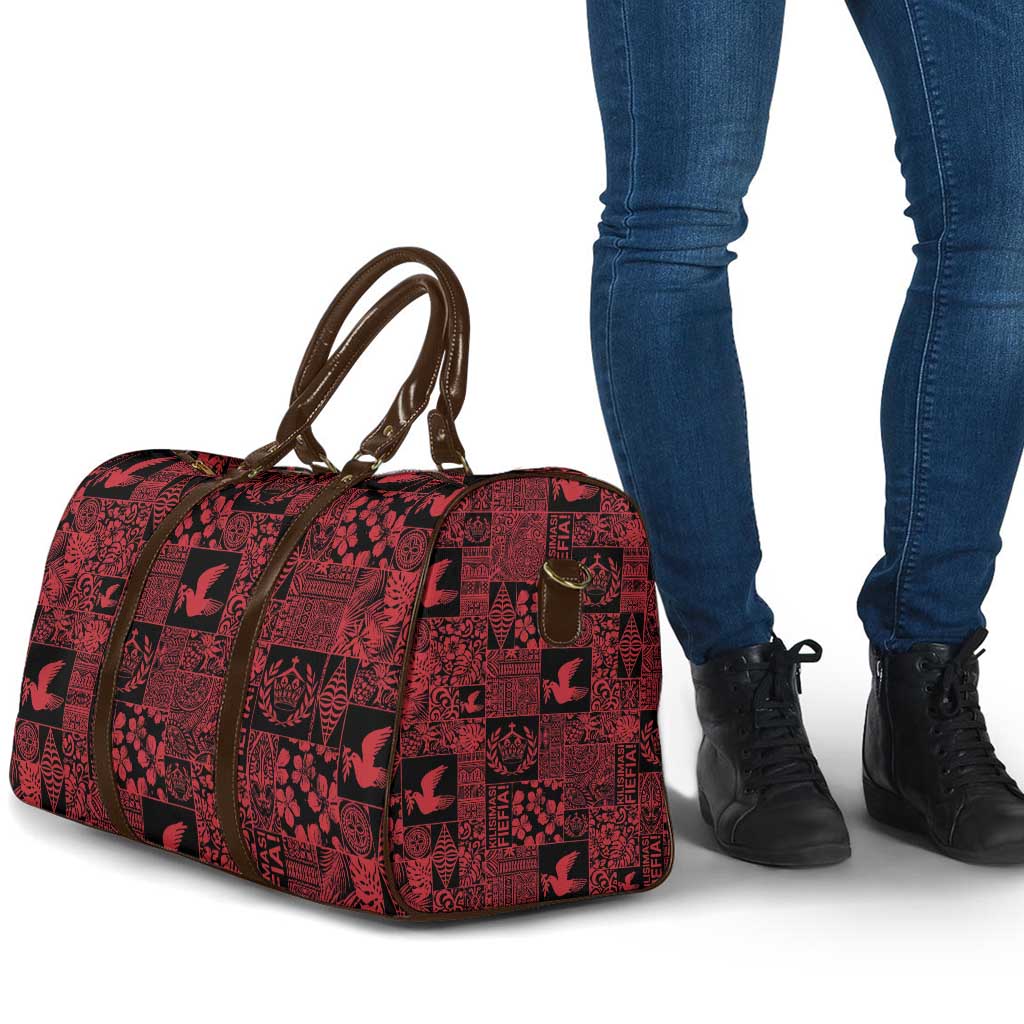 Black Tonga Kilisimasi Fiefia Travel Bag Pacific Patchwork Xmas Vibes - Polynesian Pride