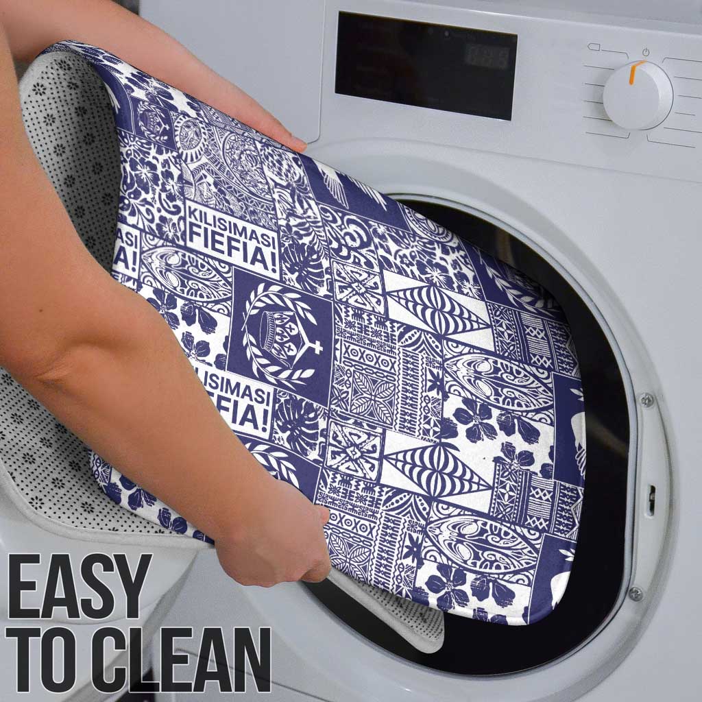 Blue Tonga Kilisimasi Fiefia Bathroom Set Pacific Patchwork Xmas Vibes - Polynesian Pride