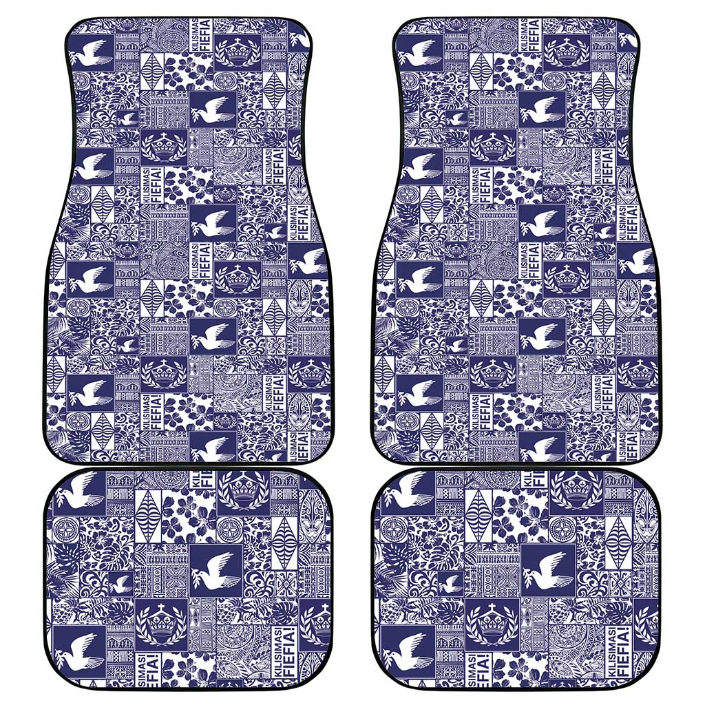 Blue Tonga Kilisimasi Fiefia Car Mats Pacific Patchwork Xmas Vibes - Polynesian Pride