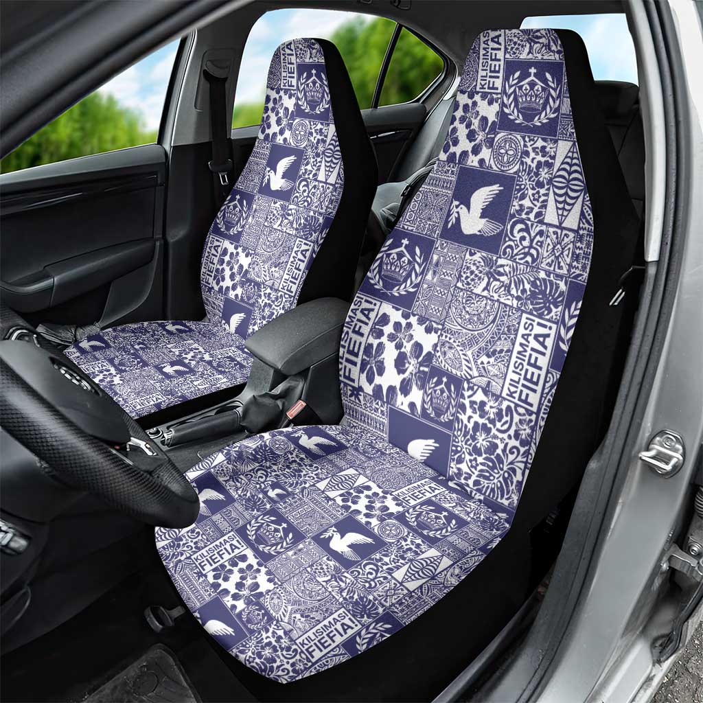 Blue Tonga Kilisimasi Fiefia Car Seat Cover Pacific Patchwork Xmas Vibes - Polynesian Pride