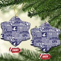 Blue Tonga Kilisimasi Fiefia Ceramic Ornament Pacific Patchwork Xmas Vibes - Polynesian Pride
