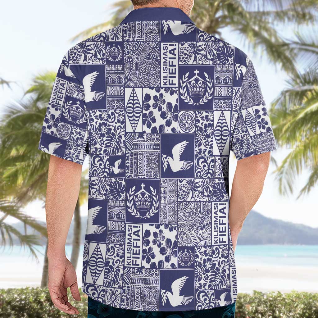 Blue Tonga Kilisimasi Fiefia Hawaiian Shirt Pacific Patchwork Xmas Vibes - Polynesian Pride