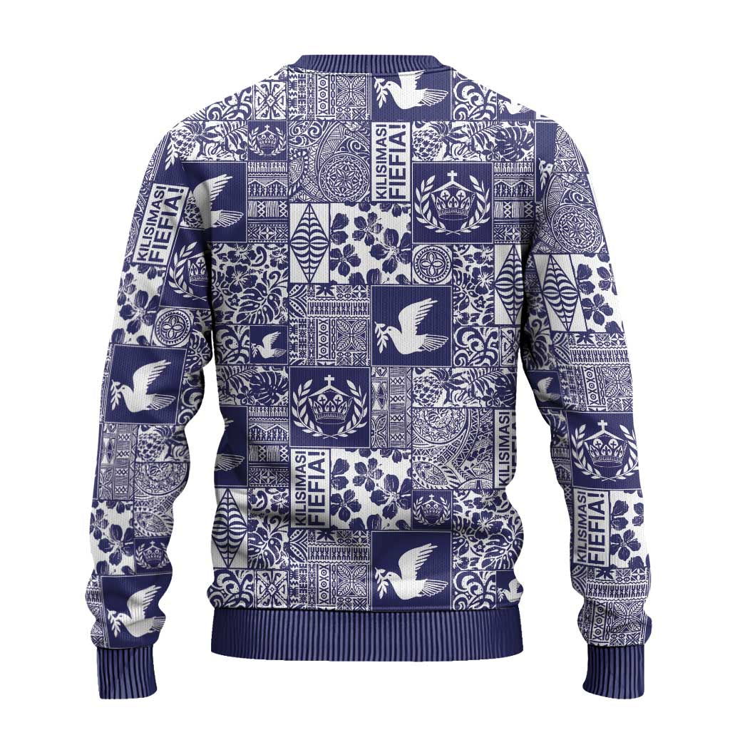 Blue Tonga Kilisimasi Fiefia Ugly Christmas Sweater Pacific Patchwork Xmas Vibes - Polynesian Pride