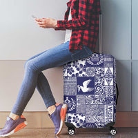 Blue Tonga Kilisimasi Fiefia Luggage Cover Pacific Patchwork Xmas Vibes - Polynesian Pride