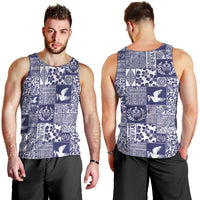 Blue Tonga Kilisimasi Fiefia Men Tank Top Pacific Patchwork Xmas Vibes - Polynesian Pride