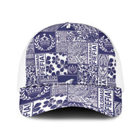 Blue Tonga Kilisimasi Fiefia Mesh Trucker Cap Pacific Patchwork Xmas Vibes - Polynesian Pride