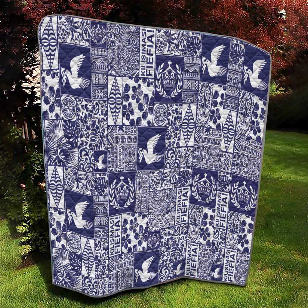 Blue Tonga Kilisimasi Fiefia Quilt Pacific Patchwork Xmas Vibes - Polynesian Pride