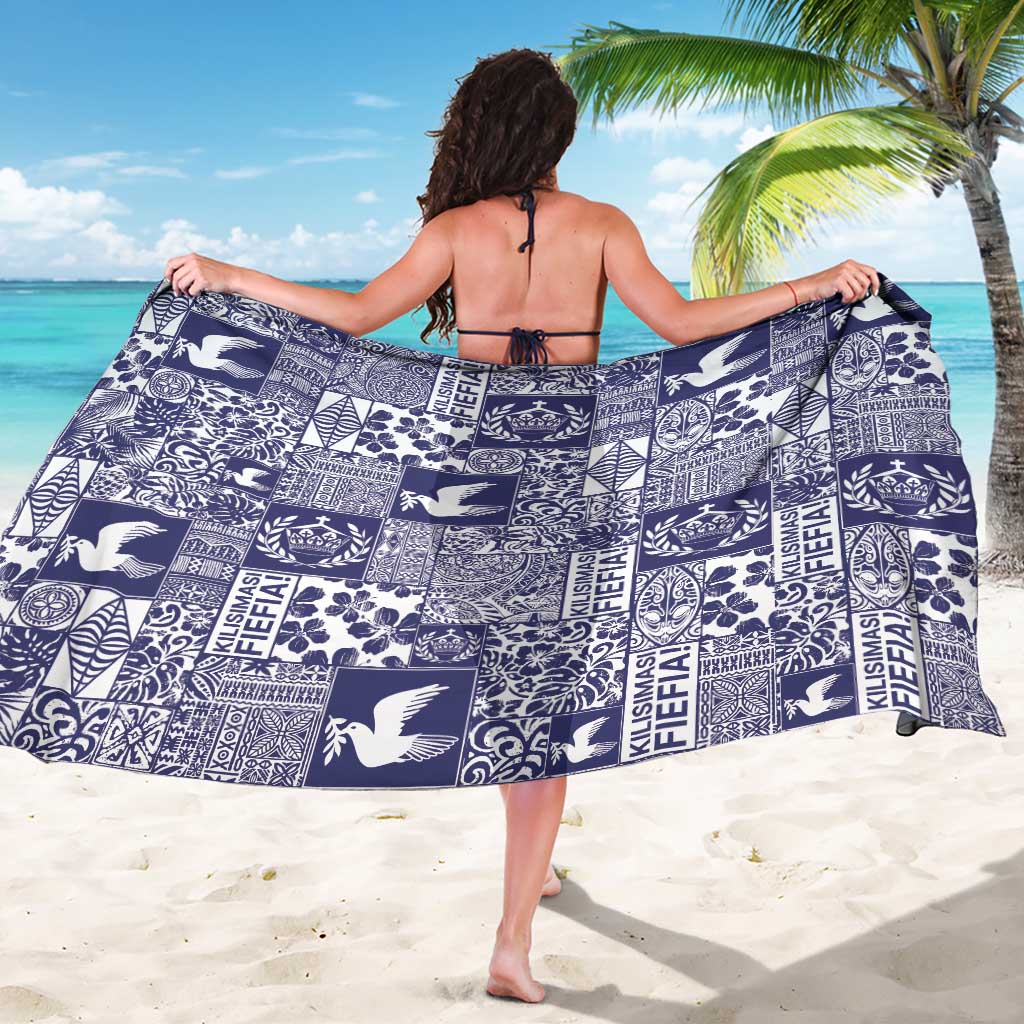Blue Tonga Kilisimasi Fiefia Sarong Pacific Patchwork Xmas Vibes - Polynesian Pride
