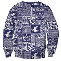 Blue Tonga Kilisimasi Fiefia Sweatshirt Pacific Patchwork Xmas Vibes - Polynesian Pride
