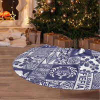 Blue Tonga Kilisimasi Fiefia Tree Skirt Pacific Patchwork Xmas Vibes - Polynesian Pride