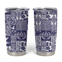 Blue Tonga Kilisimasi Fiefia Tumbler Cup Pacific Patchwork Xmas Vibes - Polynesian Pride