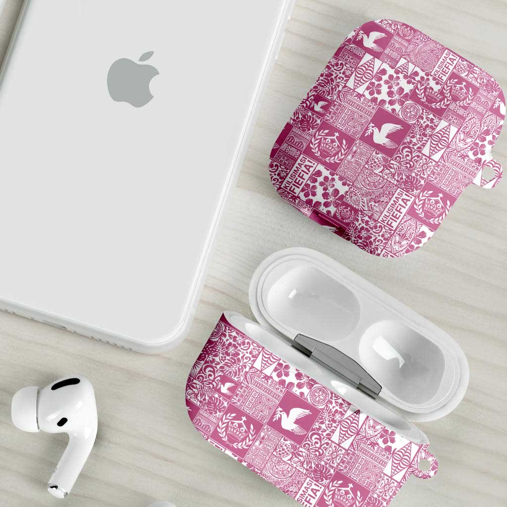 Pink Tonga Kilisimasi Fiefia AirPods Case Pacific Patchwork Xmas Vibes - Polynesian Pride