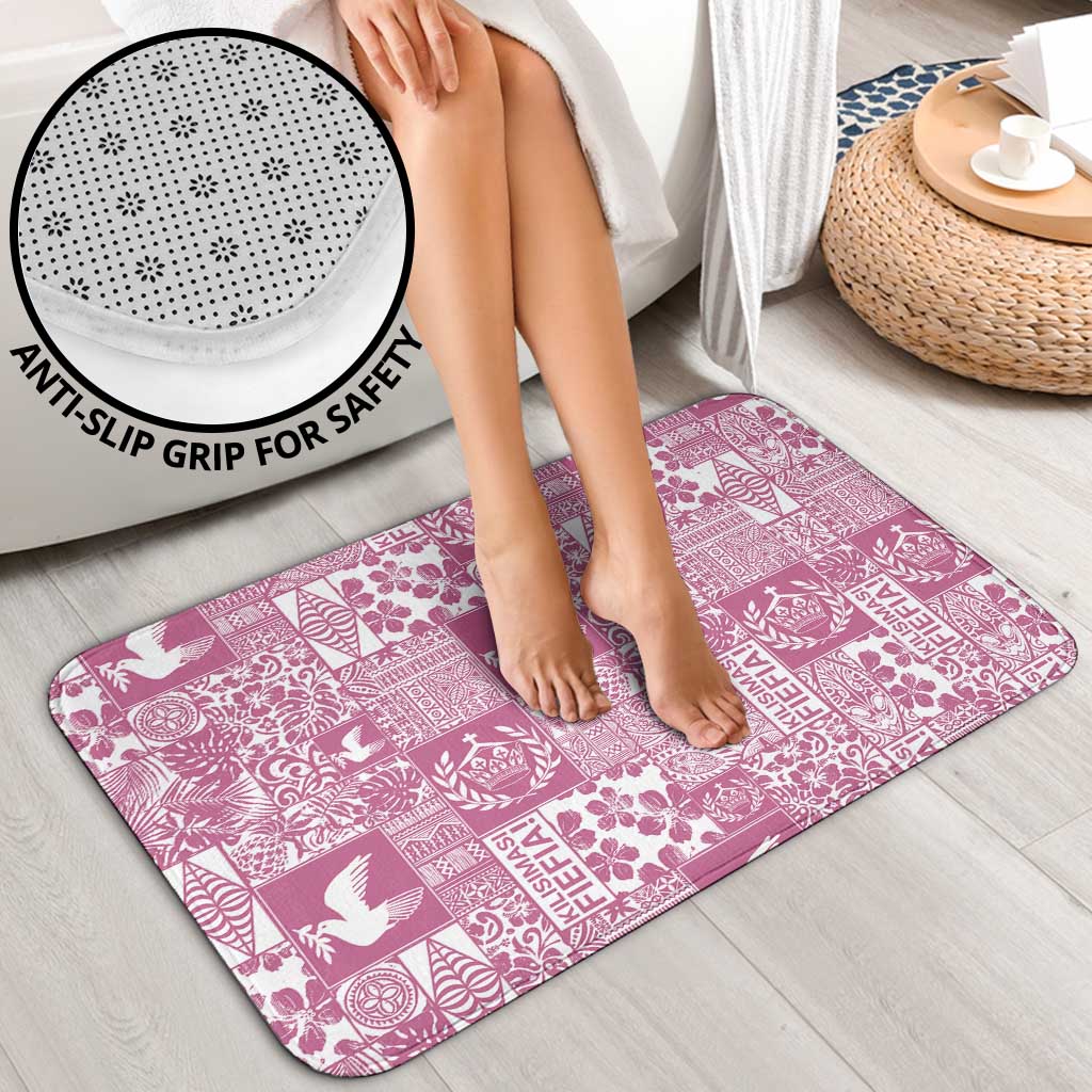 Pink Tonga Kilisimasi Fiefia Bathroom Set Pacific Patchwork Xmas Vibes - Polynesian Pride