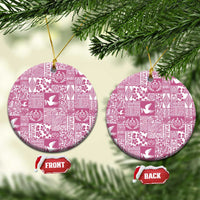 Pink Tonga Kilisimasi Fiefia Ceramic Ornament Pacific Patchwork Xmas Vibes - Polynesian Pride
