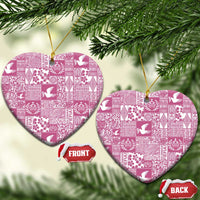 Pink Tonga Kilisimasi Fiefia Ceramic Ornament Pacific Patchwork Xmas Vibes - Polynesian Pride