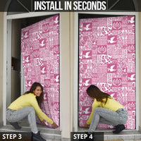 Pink Tonga Kilisimasi Fiefia Door Cover Pacific Patchwork Xmas Vibes - Polynesian Pride