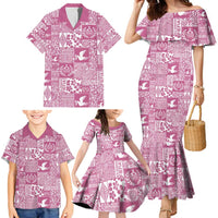 Pink Tonga Kilisimasi Fiefia Family Matching Mermaid Dress and Hawaiian Shirt Pacific Patchwork Xmas Vibes - Polynesian Pride